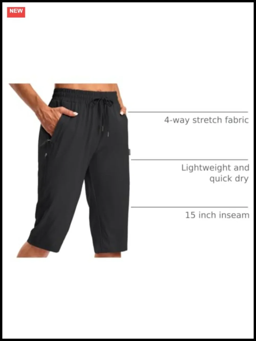 Women's Long Hiking Shorts with Zipper Pockets, Quick Dry, UPF 50+